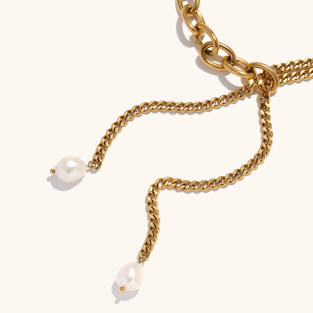 Steel 18K Gold Plating Layer Necklace