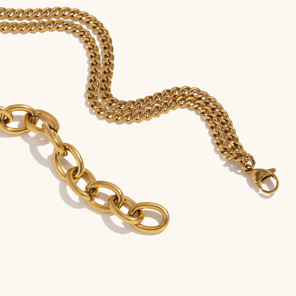 Steel 18K Gold Plating Layer Necklace