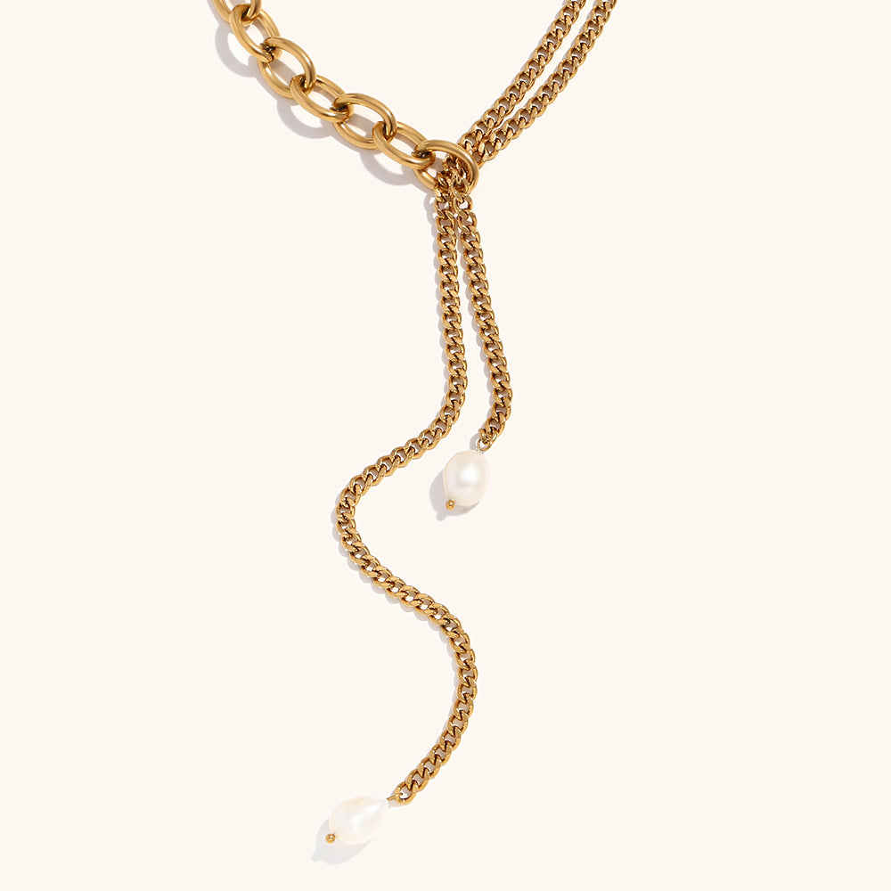 Steel 18K Gold Plating Layer Necklace